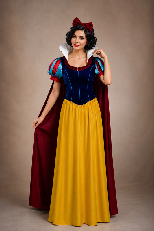Snow White Inspired Princess Dress with Cape & Headband