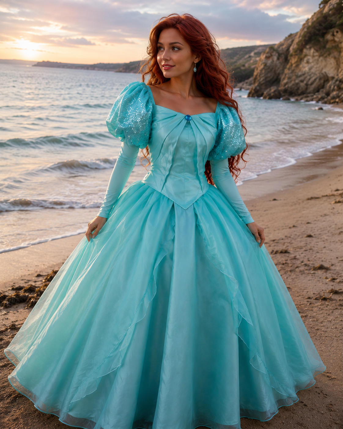 Ariel Inspired Green Princess Dress