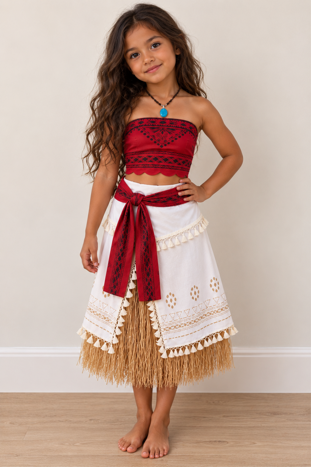 Island Wayfinder Girls Costume – Red & Cream Adventure Princess Outfit